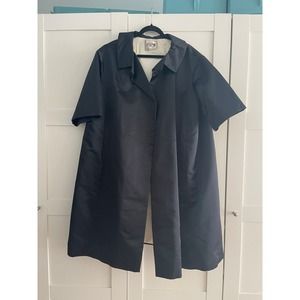 Vintage Walter's Detroit Thick Lined Black Satin Short Sleeve Dress Coat XL